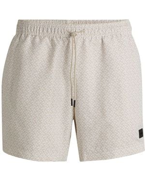 BOSS Badeshorts Mit Tunnelzug Und Allover-Print - Natur