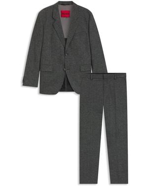 HUGO Tweedelig Modern-Fit Tweed Pak Van Wolmix - Zwart