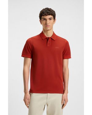 BOSS Cotton-Piqué Polo Shirt With Logo Print - Red