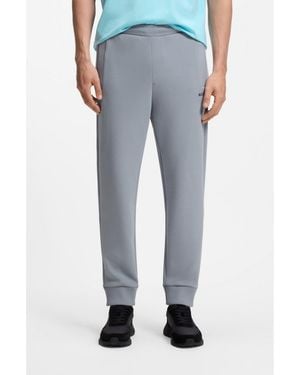 BOSS Cotton-Blend Tracksuit Bottoms With Embroidered Logo - Grey