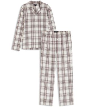 BOSS Pijama De Mezcla De Algodón A Cuadros En Caja De Regalo - Blanco