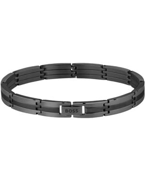 BOSS Bracelet En Acier Inoxydable Noir À Rayures Avec Fermoir Logoté - Multicolore