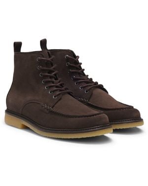 BOSS Suede Half Boots With Crepe Outsole - Brown