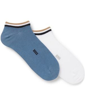 BOSS Two-Pack Of Ankle Socks With Signature-Stripe Cuffs - Blue