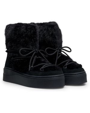HUGO Plateau-Boots Mit Obermaterial Aus Kunstfell - Schwarz