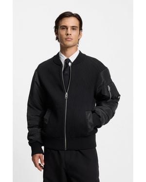 HUGO Knitted Jacket With Contrast Sleeves - Black