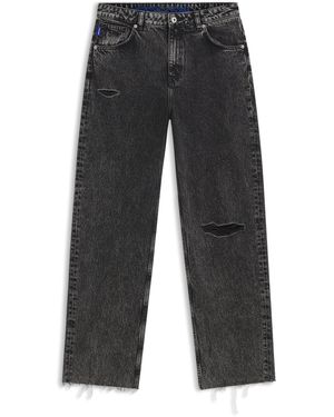 HUGO Jeans Relaxed Fit En Denim Rígido Desgastado - Gris