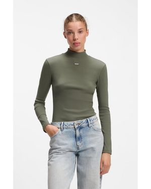 HUGO Mock-Neck Logo Top - Green