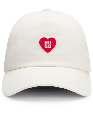 HUGO Cap Aus Baumwoll-Twill Mit Herz-Branding - Weiß