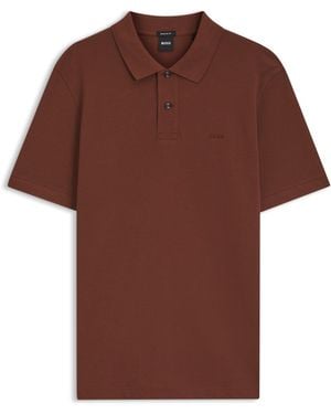 BOSS Pallas Polo De Piqué De Algodón Con Logo Bordado - Marrón