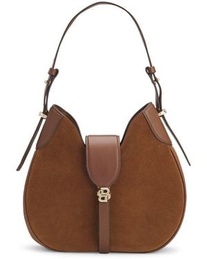 BOSS Bolso Hobo De Ante Con Monograma Double B - Marrón