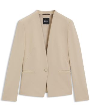 BOSS Light Beige Women's Tailored Jackets Size 4 - Natural