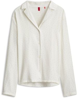 HUGO Satin Pyjama Top With Rhinestone Detailing - White