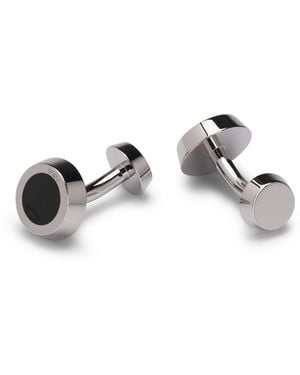 BOSS Round Cufflinks With-Enamel Insert - White
