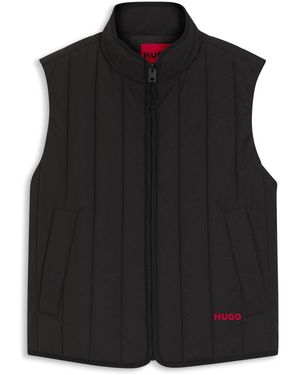 HUGO Chaleco Con Acolchado Vertical Y Detalle De Logo - Negro