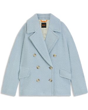 BOSS Gabán Boxy Fit Con Textura De Bouclé - Azul