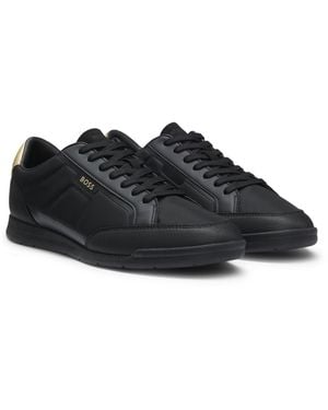 BOSS Mixed-Material Trainers With Contrast Back Tab - Black