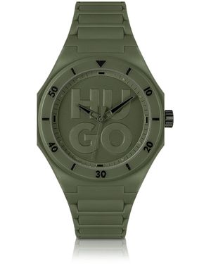 HUGO Green Watch With Tonal Silicone Strap Men's Watches