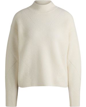BOSS Pullover Mit Trichterkragen Und Ripp-Strukturen - Weiß