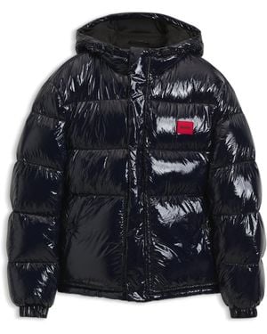 HUGO Water-Repellent Padded Jacket With Lacquered Finish - Blue