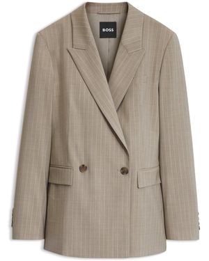 BOSS Double-Breasted Relaxed-Fit Blazer - Brown