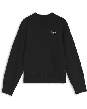 HUGO Jersey Oversize Fit De Punto Con Logo Caligrafiado - Negro