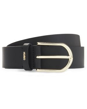 HUGO Ledergürtel Mit Goldfarbenen Metalldetails - Schwarz