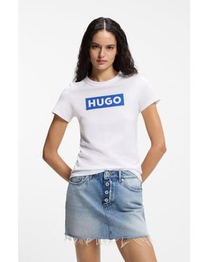 HUGO White Women's T-shirts Size S - Blue