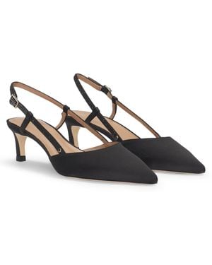 BOSS Slingbacks Aus Softem Satin Mit Spitzer Kappe - Schwarz