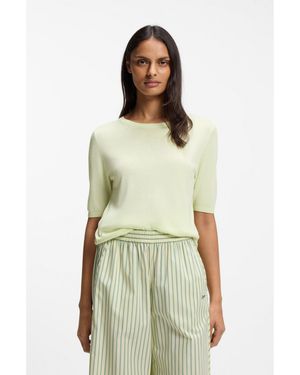BOSS Knitted Jumper With Embroidered Logo - Green