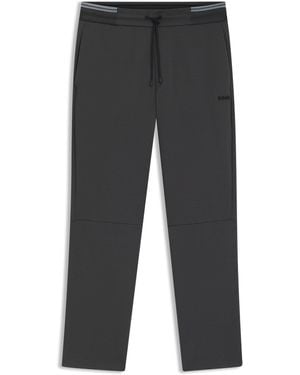 BOSS Cotton-Blend Tracksuit Bottoms With Striped Waistband - Grey