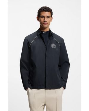 BOSS Relaxed-Fit Overshirt With Water-Repellent Finish - Black