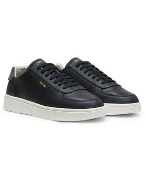 HUGO Ledersneakers Mit Goldfarbenem Logo - Schwarz