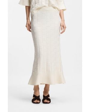 BOSS Maxi Skirt With Knitted Check Structure - White