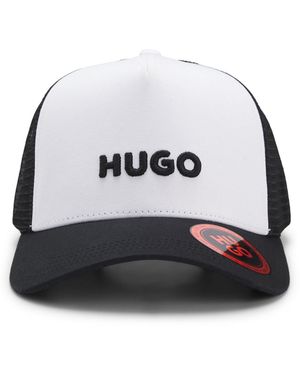 HUGO Pet Van Katoenen Twill Met Mesh Panelen - Wit