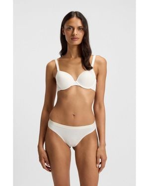 BOSS Stretch-Jersey Underwire Bra With Logo Straps - Brown
