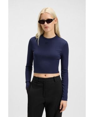HUGO Slim-Fit Jersey Top With Embroidered Stacked Logo - Blue