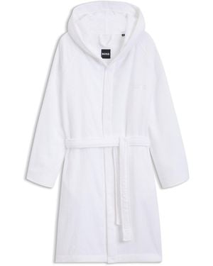 BOSS Logo-Lapel Dressing Gown - White