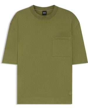 BOSS Selected By Shohei Ohtani Relaxed-Fit T-Shirt Van Koel Aanvoelend Materiaal Met Zijde - Groen