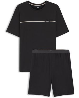BOSS Pyjama Aus Stretch-Jersey Mit Bambusfasern - Schwarz