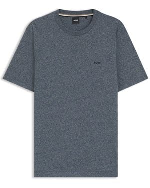 BOSS Cotton-Jersey T-Shirt With Logo Detail - Blue