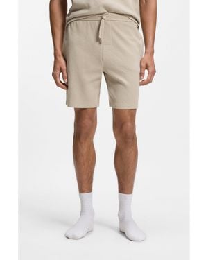 BOSS Cotton-Blend Pyjama Shorts With Embroidered Logo - Natural