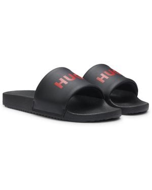 HUGO Sandali Slider Con Fascia Imbottita E Logo A Contrasto - Nero