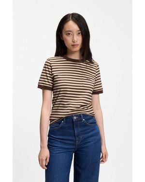BOSS Striped Cotton T-Shirt With Chest Pocket - Blue