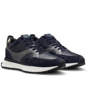 BOSS Sneakers Aus Gewalktem Leder Mit Stützender Außensohle - Blau