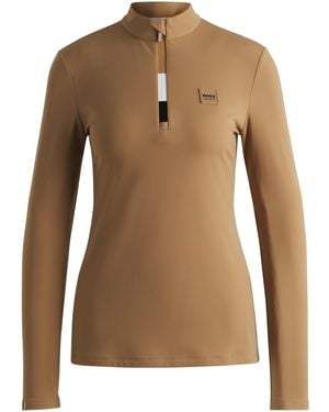 BOSS Chemise D'Entraînement D'Équitation Slim En Tissu Très Stretch - Marron