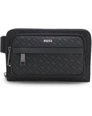 BOSS Gürteltasche Mit Monogrammen Und Folien-Logo-Prägung - Schwarz