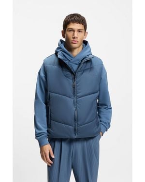 HUGO Water-Repellent Gilet With Tonal Logo - Blue