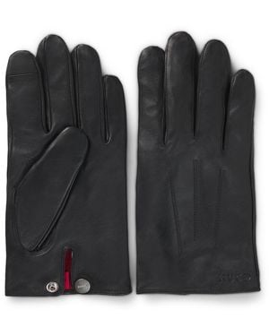HUGO Lederhandschuhe Mit Touchscreen-Fingerspitzen - Schwarz