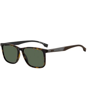 BOSS Havana-Acetate Sunglasses With Rubber Temples - Green